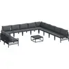 Image de Ensemble de canapés de jardin vidaXL, 12 pièces, couleur noire, en acier