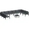 Image de Ensemble de canapés de jardin vidaXL avec coussins, 11 pièces, acier noir