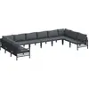 Image de vidaXL Ensemble de canapé de jardin avec coussins 10 pcs noir acier