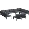 Image de Ensemble de canapés de jardin vidaXL avec coussins, 11 pièces, acier noir