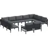 Image de Ensemble de canapés de jardin vidaXL, 11 pièces, couleur noire, en acier