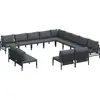 Image de Ensemble de canapés de jardin vidaXL, 13 pièces, couleur noire, en acier