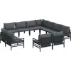 Image de Ensemble de canapés de jardin vidaXL avec coussins, 11 pièces, acier noir