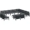 Image de Ensemble de canapés de jardin vidaXL, 13 pièces, couleur noire, en acier