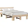 Image de vidaXL Cadre de lit avec tête de lit Nature 135 x 190 cm Pin massif