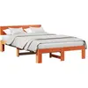 Image de vidaXL Cadre de lit brun cireux 140 x 190 cm Pin massif
