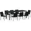 Image de vidaXL Ensemble de jardin 9 pcs noir et gris rotin PE