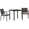 Image de vidaXL Ensemble de salle à manger de jardin 3 pièces Marron et noir Rotin PE