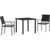 Image de vidaXL Ensemble de salle à manger de jardin 3 pièces Noir et gris clair Rotin PE