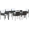 Image de vidaXL Ensemble de jardin 7 pcs brun et noir rotin PE