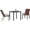Image de Ensemble de salle à manger de jardin vidaXL, 3 pièces, marron et noir