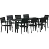 Image de vidaXL Ensemble de jardin pour repas, 9 pièces, acier avec revêtement en poudre noir