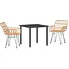 Image de vidaXL Ensemble de jardin pour repas, 3 pièces, couleur marron, acier avec revêtement en poudre