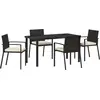 Image de vidaXL Ensemble de jardin 5 pcs noir Acier revêtu par poudre