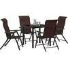 Image de vidaXL Ensemble de jardin 5 pcs brun Acier revêtu par poudre
