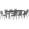 Image de vidaXL Ensemble de jardin pour repas, 9 pièces, anthracite, acier avec revêtement en poudre