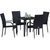 Image de vidaXL Ensemble de jardin 5 pcs noir Acier revêtu par poudre