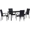 Image de vidaXL Ensemble de jardin 5 pcs noir Acier revêtu par poudre