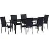Image de vidaXL Ensemble de jardin 7 pcs noir Acier revêtu par poudre