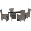 Image de vidaXL Salon de jardin avec coussins 5 pcs Gris Poly-Rotin