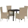 Image de vidaXL Salon de jardin avec coussins 5 pcs Beige Poly-Rattan