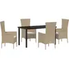 Image de vidaXL Salon de jardin avec coussins 5 pcs Beige Poly-Rattan