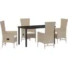Image de vidaXL Salon de jardin avec coussins 5 pcs Beige Poly-Rattan