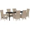 Image de vidaXL Salon de jardin avec coussins 7 pcs Beige Poly-Rattan