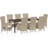 Image de vidaXL Salon de jardin avec coussins 9 pcs Beige Poly-Rattan