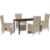 Image de vidaXL Salon de jardin avec coussins 5 pcs Beige Poly-Rattan
