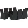 Image de vidaXL Salon de jardin avec coussins 9 pcs noir poly-rotin