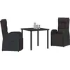 Image de vidaXL Salon de jardin avec coussins 3 pcs noir Poly-Rattan