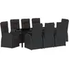 Image de vidaXL Salon de jardin avec coussins 9 pcs noir poly-rotin