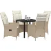 Image de vidaXL Salon de jardin avec coussins 5 pcs Beige Poly-Rattan