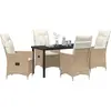 Image de vidaXL Salon de jardin avec coussins 5 pcs Beige Poly-Rattan