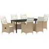 Image de vidaXL Salon de jardin avec coussins 7 pcs Beige Poly-Rattan