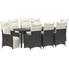 Image de vidaXL Salon de jardin avec coussins 9 pcs noir poly-rotin