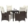 Image de vidaXL Ensemble de salle à manger de jardin avec coussins 5 pièces Marron Poly-rotin