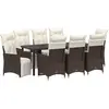 Image de vidaXL Salon de jardin avec coussins 9 pcs brun Poly-Rattan