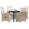 Image de vidaXL Salon de jardin avec coussins 5 pcs Beige Poly-Rattan