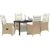 Image de vidaXL Salon de jardin avec coussins 5 pcs Beige Poly-Rattan