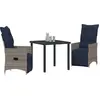 Image de vidaXL Ensemble table et chaises avec coussins 3 pièces Gris Rotin PE