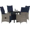 Image de vidaXL Ensemble table et chaises avec coussins 5 pièces Gris Rotin PE