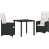 Image de vidaXL Ensemble de jardin 3 pcs noir Poly-Rotin