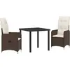 Image de vidaXL Ensemble de jardin 3 pcs brun Poly-Rattan
