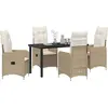 Image de vidaXL Ensemble de jardin 5 pcs Beige Poly-Rattan