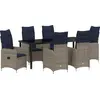 Image de vidaXL Ensemble de jardin pour repas, 7 pièces, noir, en résine tressée