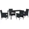 Image de vidaXL Salon de jardin avec coussins 5 pcs noir Poly-Rattan