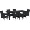 Image de vidaXL Salon de jardin avec coussins 7 pcs noir Poly-Rattan