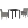Image de vidaXL Salon de jardin avec coussins 3 pcs Gris Poly-Rotin